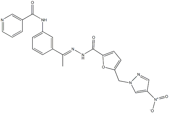 N-(3-{N-[5-({4-nitro-1H-pyrazol-1-yl}methyl)-2-furoyl]ethanehydrazonoyl}phenyl)nicotinamide|