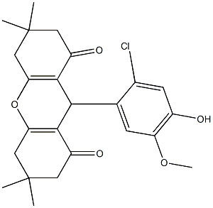 9-(2-chloro-4-hydroxy-5-methoxyphenyl)-3,3,6,6-tetramethyl-3,4,5,6,7,9-hexahydro-1H-xanthene-1,8(2H)-dione,,结构式