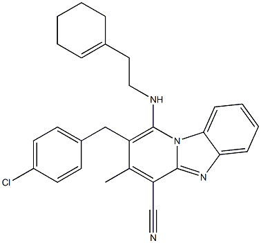 2-(4-chlorobenzyl)-1-{[2-(1-cyclohexen-1-yl)ethyl]amino}-3-methylpyrido[1,2-a]benzimidazole-4-carbonitrile 结构式