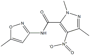 4-nitro-1,3-dimethyl-N-(5-methyl-3-isoxazolyl)-1H-pyrazole-5-carboxamide,,结构式
