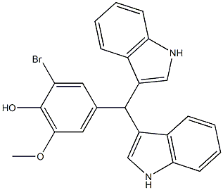 2-bromo-4-[di(1H-indol-3-yl)methyl]-6-methoxyphenol Struktur