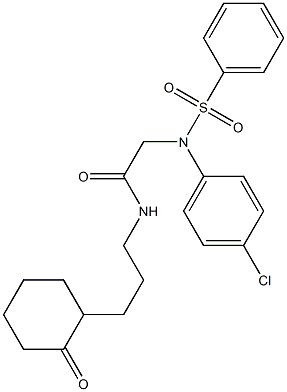  2-[4-chloro(phenylsulfonyl)anilino]-N-[3-(2-oxocyclohexyl)propyl]acetamide