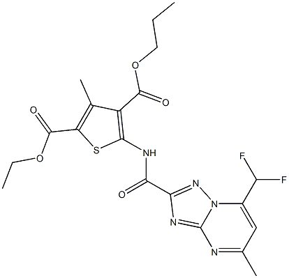 2-ethyl 4-propyl 5-({[7-(difluoromethyl)-5-methyl[1,2,4]triazolo[1,5-a]pyrimidin-2-yl]carbonyl}amino)-3-methyl-2,4-thiophenedicarboxylate Structure