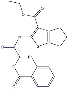 ethyl 2-({[(2-bromobenzoyl)oxy]acetyl}amino)-5,6-dihydro-4H-cyclopenta[b]thiophene-3-carboxylate Struktur