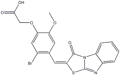 {5-bromo-2-methoxy-4-[(3-oxo[1,3]thiazolo[3,2-a]benzimidazol-2(3H)-ylidene)methyl]phenoxy}acetic acid,,结构式