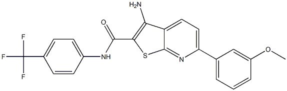 3-amino-6-(3-methoxyphenyl)-N-[4-(trifluoromethyl)phenyl]thieno[2,3-b]pyridine-2-carboxamide 结构式