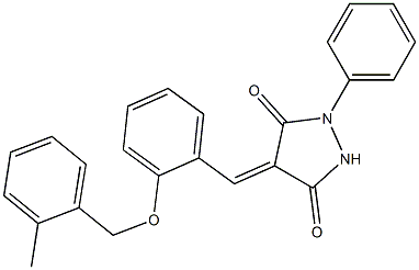 4-{2-[(2-methylbenzyl)oxy]benzylidene}-1-phenyl-3,5-pyrazolidinedione,,结构式