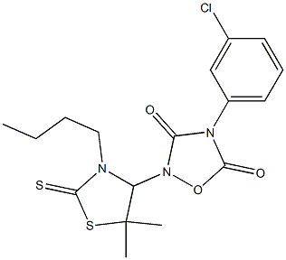 2-(3-butyl-5,5-dimethyl-2-thioxo-1,3-thiazolidin-4-yl)-4-(3-chlorophenyl)-1,2,4-oxadiazolidine-3,5-dione Structure