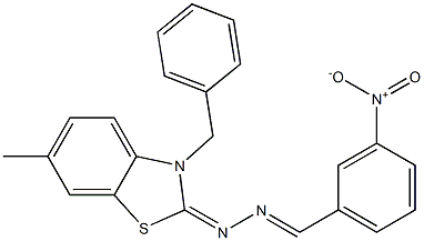 3-nitrobenzaldehyde (3-benzyl-6-methyl-1,3-benzothiazol-2(3H)-ylidene)hydrazone Structure