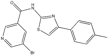 5-bromo-N-[4-(4-methylphenyl)-1,3-thiazol-2-yl]nicotinamide,,结构式