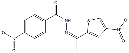 4-nitro-N'-(1-{4-nitro-2-thienyl}ethylidene)benzohydrazide,,结构式