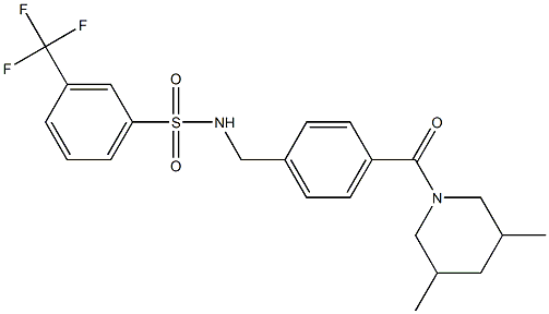 N-{4-[(3,5-dimethyl-1-piperidinyl)carbonyl]benzyl}-3-(trifluoromethyl)benzenesulfonamide 结构式