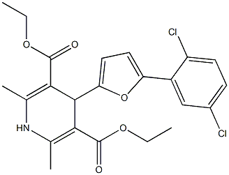 diethyl 4-[5-(2,5-dichlorophenyl)-2-furyl]-2,6-dimethyl-1,4-dihydro-3,5-pyridinedicarboxylate,,结构式