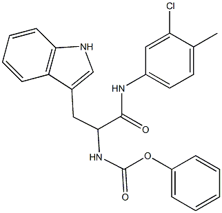 phenyl 2-(3-chloro-4-methylanilino)-1-(1H-indol-3-ylmethyl)-2-oxoethylcarbamate 化学構造式