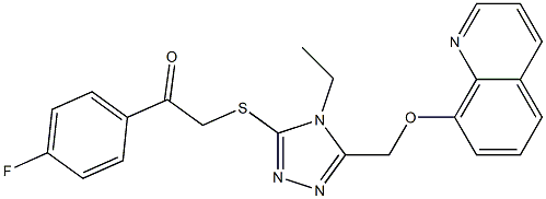 2-({4-ethyl-5-[(8-quinolinyloxy)methyl]-4H-1,2,4-triazol-3-yl}sulfanyl)-1-(4-fluorophenyl)ethanone Structure