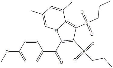 [6,8-dimethyl-1,2-bis(propylsulfonyl)-3-indolizinyl](4-methoxyphenyl)methanone 化学構造式