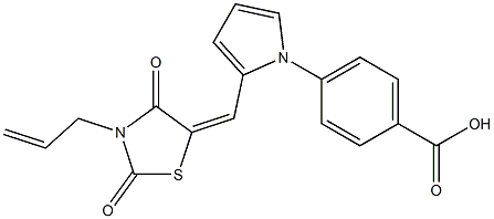 4-{2-[(3-allyl-2,4-dioxo-1,3-thiazolidin-5-ylidene)methyl]-1H-pyrrol-1-yl}benzoic acid 化学構造式