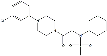 N-{2-[4-(3-chlorophenyl)-1-piperazinyl]-2-oxoethyl}-N-cyclohexylmethanesulfonamide Structure