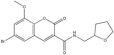 6-bromo-8-methoxy-2-oxo-N-(tetrahydro-2-furanylmethyl)-2H-chromene-3-carboxamide Structure