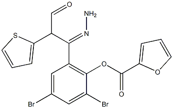 2,4-dibromo-6-[2-(2-thienylacetyl)carbohydrazonoyl]phenyl 2-furoate,,结构式
