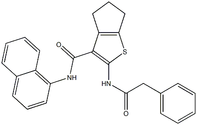 N-(1-naphthyl)-2-[(phenylacetyl)amino]-5,6-dihydro-4H-cyclopenta[b]thiophene-3-carboxamide,,结构式