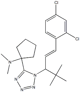 1-{1-[1-tert-butyl-3-(2,4-dichlorophenyl)-2-propenyl]-1H-tetraazol-5-yl}-N,N-dimethylcyclopentanamine Structure