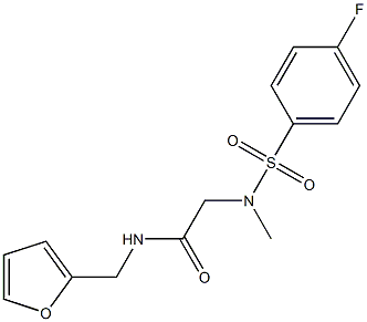 2-[[(4-fluorophenyl)sulfonyl](methyl)amino]-N-(2-furylmethyl)acetamide,,结构式