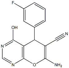 7-amino-5-(3-fluorophenyl)-4-hydroxy-5H-pyrano[2,3-d]pyrimidine-6-carbonitrile 结构式