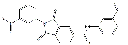 N-(3-acetylphenyl)-2-{3-nitrophenyl}-1,3-dioxo-5-isoindolinecarboxamide Structure