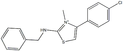 2-(benzylamino)-4-(4-chlorophenyl)-3-methyl-1,3-thiazol-3-ium 结构式