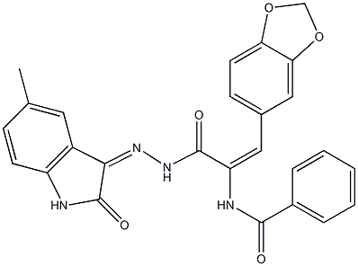 N-(2-(1,3-benzodioxol-5-yl)-1-{[2-(5-methyl-2-oxo-1,2-dihydro-3H-indol-3-ylidene)hydrazino]carbonyl}vinyl)benzamide