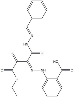 2-(2-{1-[(2-benzylidenehydrazino)carbonyl]-3-ethoxy-2,3-dioxopropylidene}hydrazino)benzoic acid,,结构式