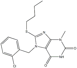 8-(butylsulfanyl)-7-(2-chlorobenzyl)-3-methyl-3,7-dihydro-1H-purine-2,6-dione 结构式