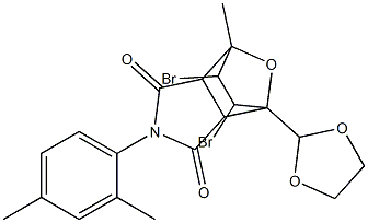 8,9-dibromo-4-(2,4-dimethylphenyl)-1-(1,3-dioxolan-2-yl)-7-methyl-10-oxa-4-azatricyclo[5.2.1.0~2,6~]decane-3,5-dione Structure