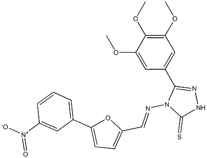 4-{[(5-{3-nitrophenyl}-2-furyl)methylene]amino}-5-(3,4,5-trimethoxyphenyl)-2,4-dihydro-3H-1,2,4-triazole-3-thione 化学構造式