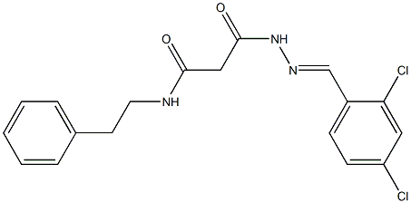 3-[2-(2,4-dichlorobenzylidene)hydrazino]-3-oxo-N-(2-phenylethyl)propanamide,,结构式