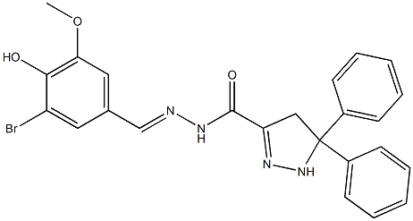 N'-(3-bromo-4-hydroxy-5-methoxybenzylidene)-5,5-diphenyl-4,5-dihydro-1H-pyrazole-3-carbohydrazide 结构式
