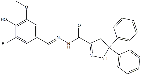 N'-(3-bromo-4-hydroxy-5-methoxybenzylidene)-5,5-diphenyl-4,5-dihydro-1H-pyrazole-3-carbohydrazide,,结构式