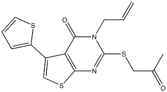 3-allyl-2-[(2-oxopropyl)sulfanyl]-5-(2-thienyl)thieno[2,3-d]pyrimidin-4(3H)-one 结构式