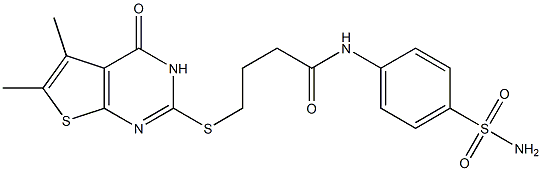 N-[4-(aminosulfonyl)phenyl]-4-[(5,6-dimethyl-4-oxo-3,4-dihydrothieno[2,3-d]pyrimidin-2-yl)sulfanyl]butanamide Structure