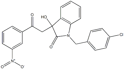 1-(4-chlorobenzyl)-3-hydroxy-3-(2-{3-nitrophenyl}-2-oxoethyl)-1,3-dihydro-2H-indol-2-one,,结构式