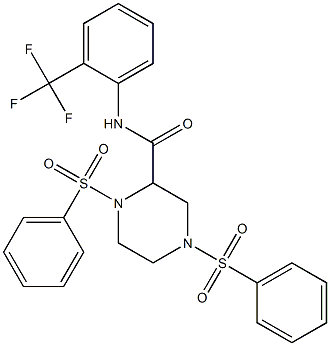 1,4-bis(phenylsulfonyl)-N-[2-(trifluoromethyl)phenyl]piperazine-2-carboxamide