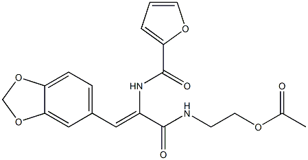 2-{[3-(1,3-benzodioxol-5-yl)-2-(2-furoylamino)acryloyl]amino}ethyl acetate Struktur