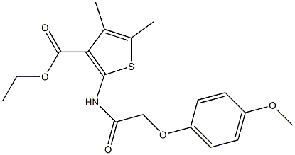 ethyl 2-{[(4-methoxyphenoxy)acetyl]amino}-4,5-dimethyl-3-thiophenecarboxylate Structure