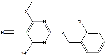 4-amino-2-[(2-chlorobenzyl)sulfanyl]-6-(methylsulfanyl)-5-pyrimidinecarbonitrile 化学構造式