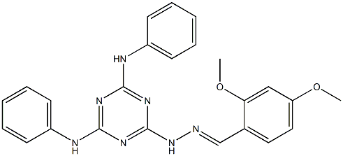 2,4-dimethoxybenzaldehyde (4,6-dianilino-1,3,5-triazin-2-yl)hydrazone 结构式