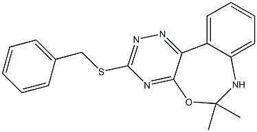 3-(benzylsulfanyl)-6,6-dimethyl-6,7-dihydro[1,2,4]triazino[5,6-d][3,1]benzoxazepine 结构式