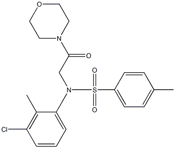 N-(3-chloro-2-methylphenyl)-4-methyl-N-[2-(4-morpholinyl)-2-oxoethyl]benzenesulfonamide,,结构式