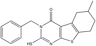 3-benzyl-6-methyl-2-sulfanyl-5,6,7,8-tetrahydro[1]benzothieno[2,3-d]pyrimidin-4(3H)-one Structure