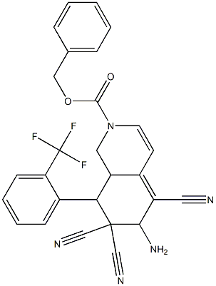 benzyl 6-amino-5,7,7-tricyano-8-[2-(trifluoromethyl)phenyl]-6,7,8,8a-tetrahydro-2(1H)-isoquinolinecarboxylate Structure